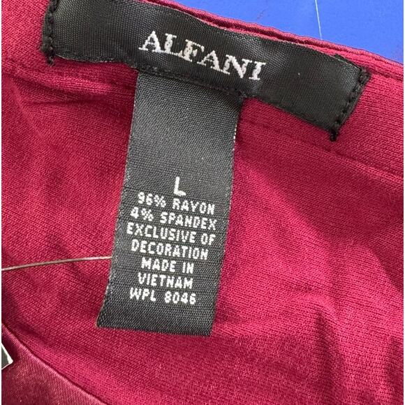 Alfani Large NEW NWT Malbec Purple Red Short Sleeve Top TShirt - Picture 3 of 9